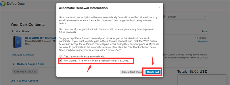 How to Place An Order without Auto Renewal Subscription