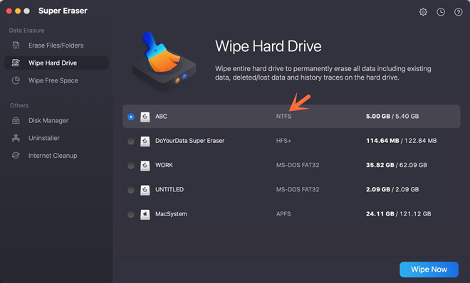 wipe NTFS drive on Mac