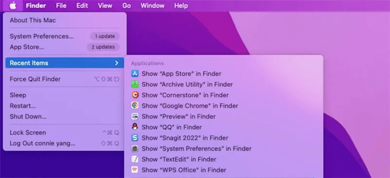 Apple shop go menu