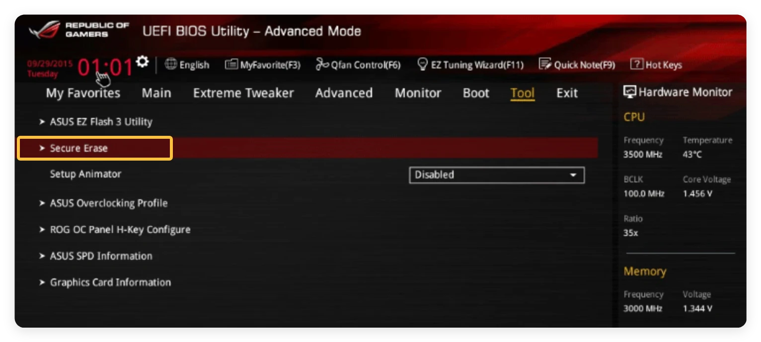 ASUS computer disk wipe tool