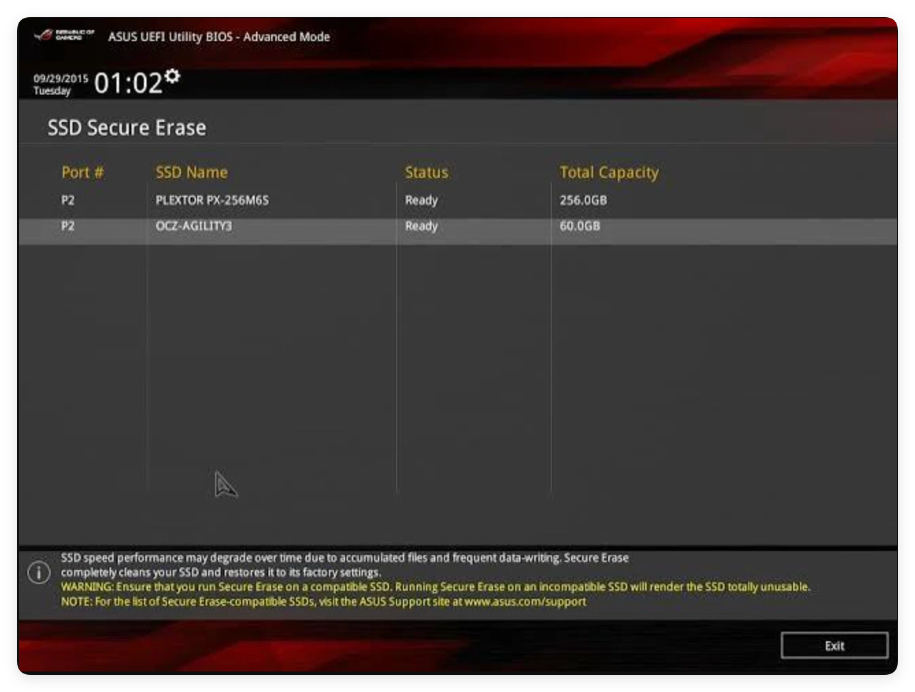ASUS computer disk wipe tool
