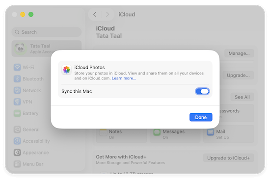 back up Mac data to iCloud