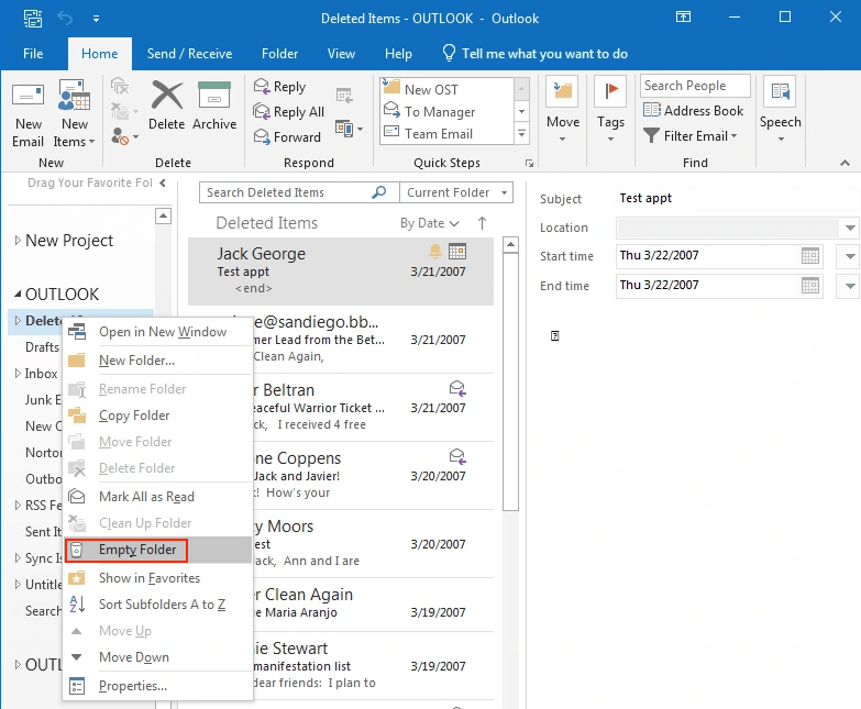 permanently remove emails from local hard drive
