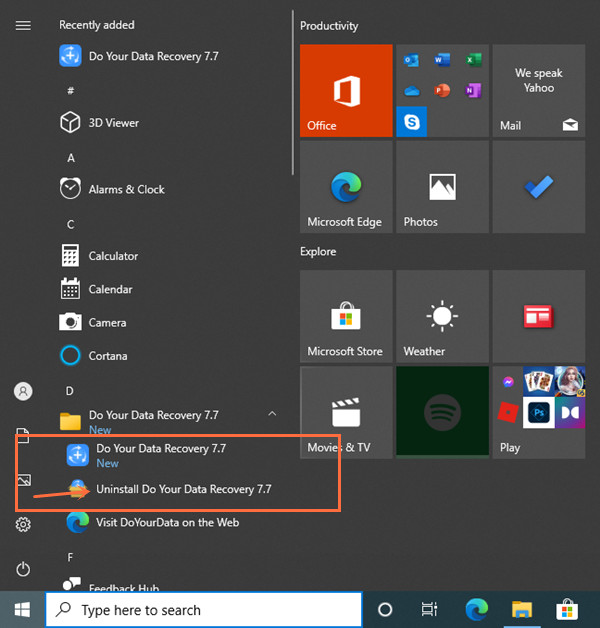 Uninstall DoYourData Software