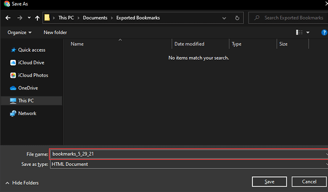 Export chrome bookmarks