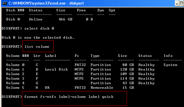 format FAT32 to NTFS