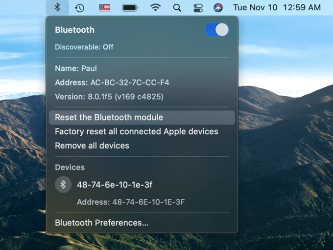 fix Bluetooth is not working in macOS Big Sur