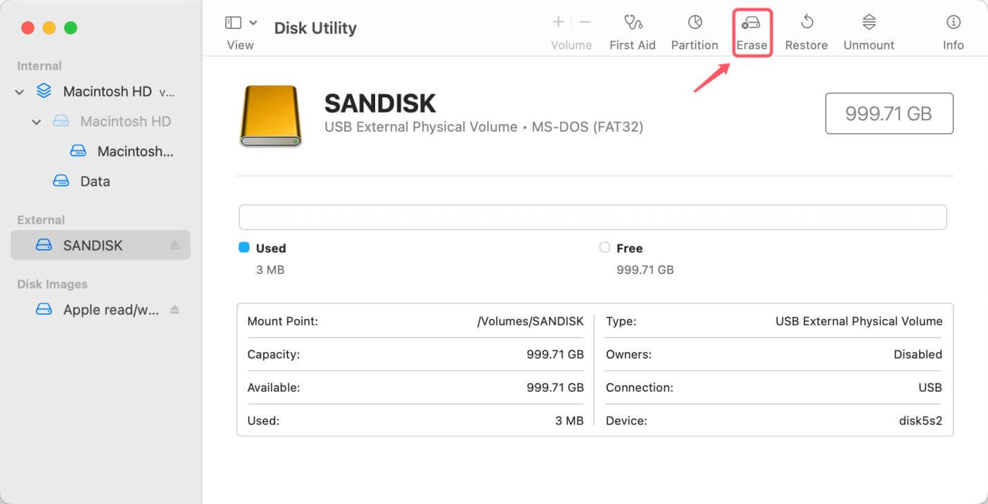 format SanDisk Desk Drive for Mac