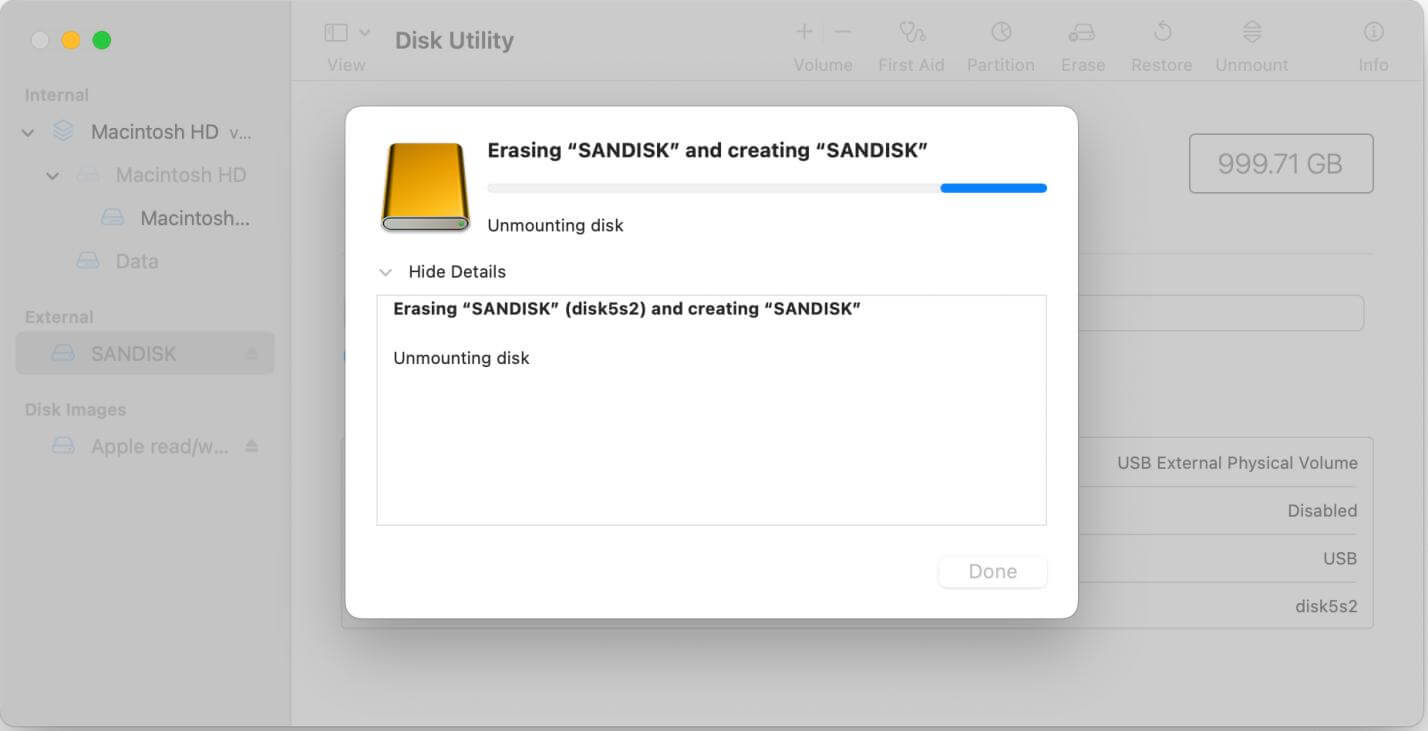 format SanDisk Desk Drive for Mac