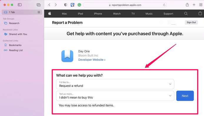 Get Refund from Mac/iPhone/iTunes App Store