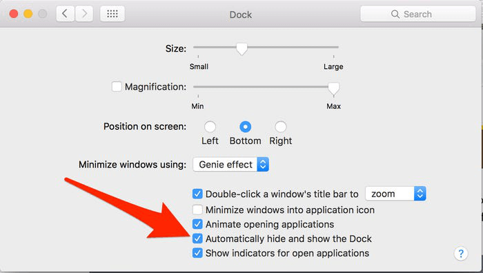 hide dock on Mac