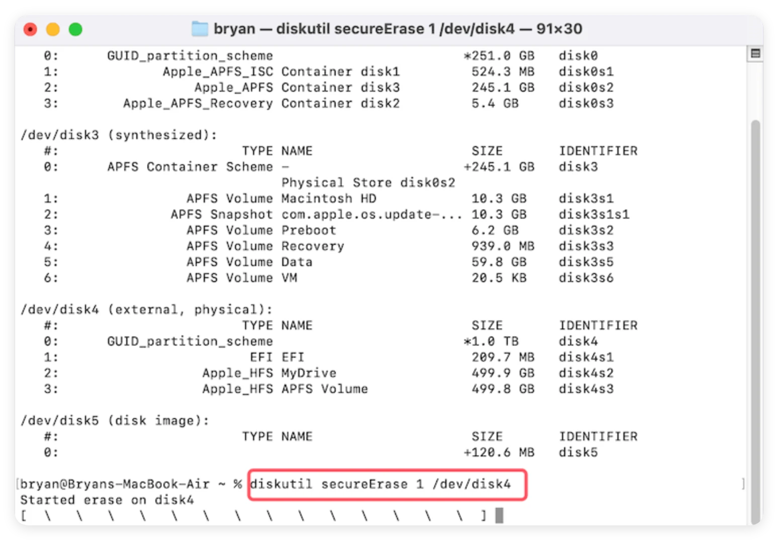 how to use Terminal to securely erase hard drive on macOS 27 Golden Gate