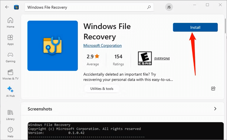 Windows file recovery