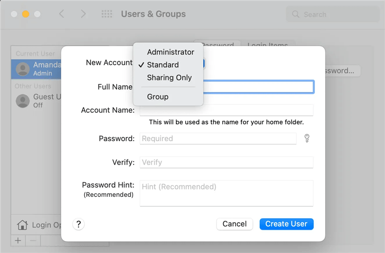 Administrator Account on Mac