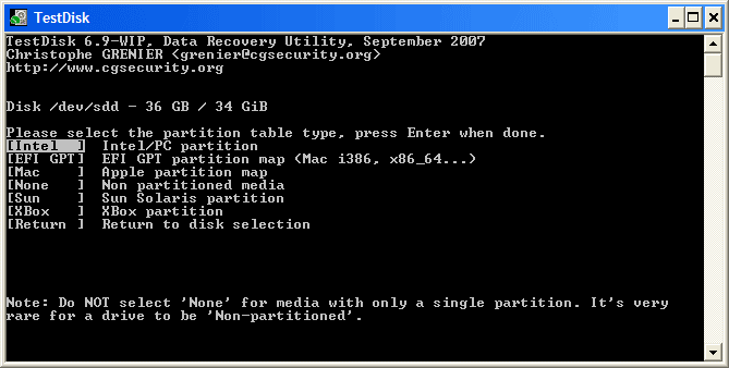 recover data with TestDisk
