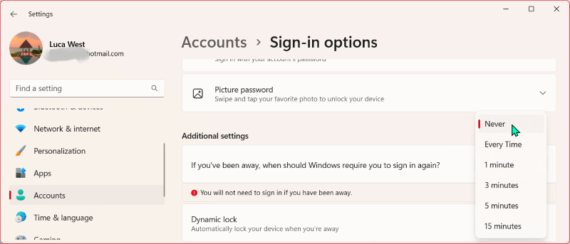 remove login password on Windows 11 PC