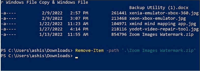 Try PowerShell to Delete Files
