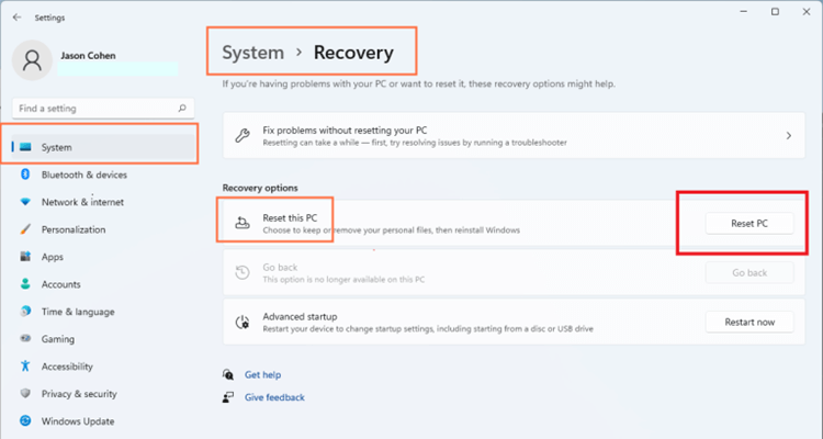 ASUS laptop data erasure