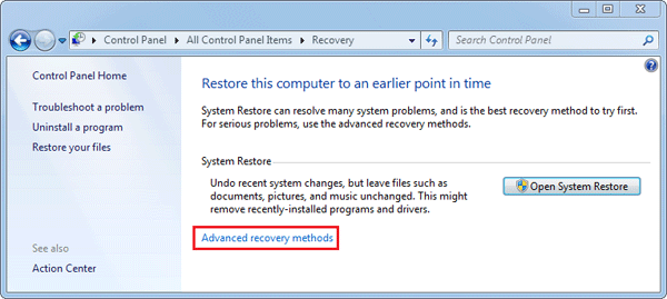 factory reset Windows 7