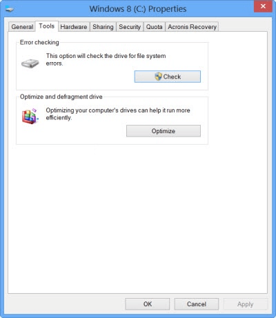 check Windows 8 hard drive partition