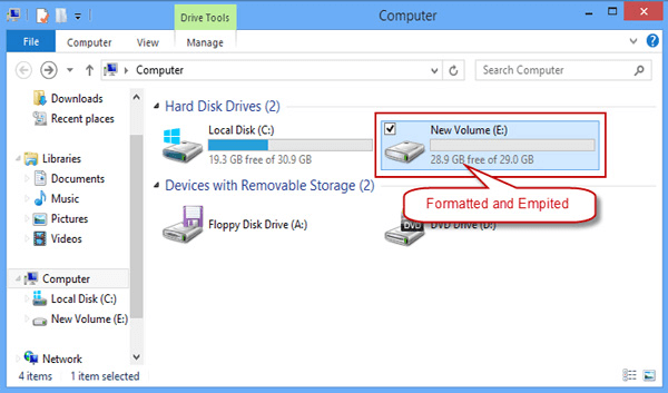 how to format or wipe Windows 8 hard drive partition
