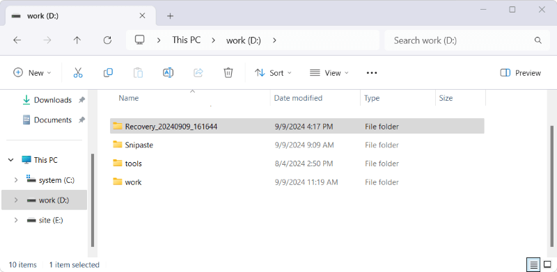 Windows file recovery