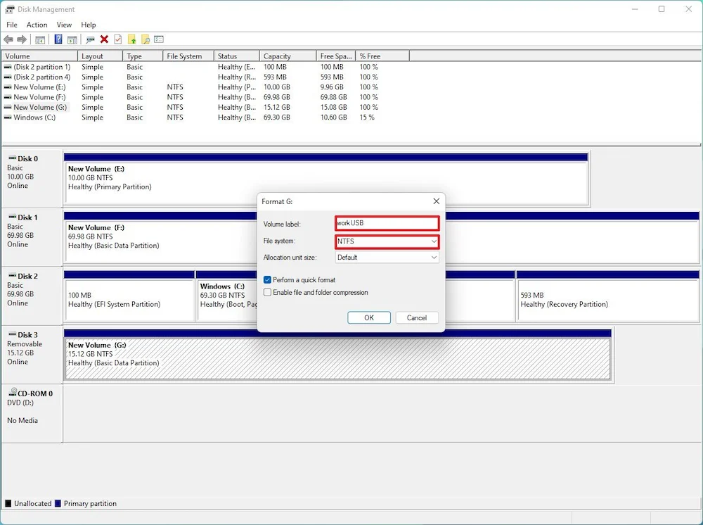 Format Flash Drive File System on Windows 11