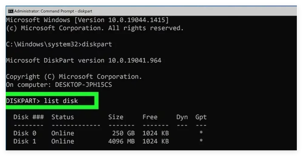 Format Flash Drive in Command Prompt on Windows 11