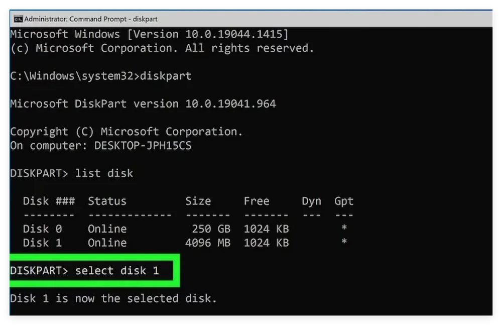 Format Flash Drive in Command Prompt on Windows 11