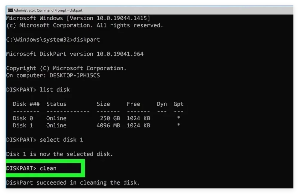 Format Flash Drive in Command Prompt on Windows 11