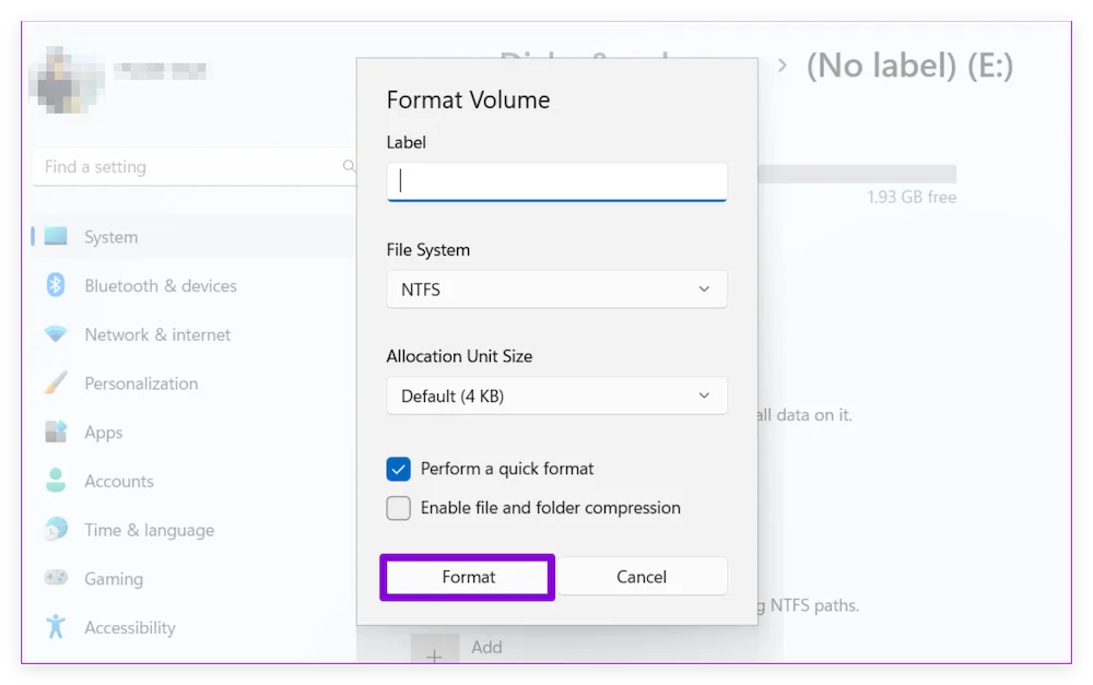 Format Flash Drive on Windows 11