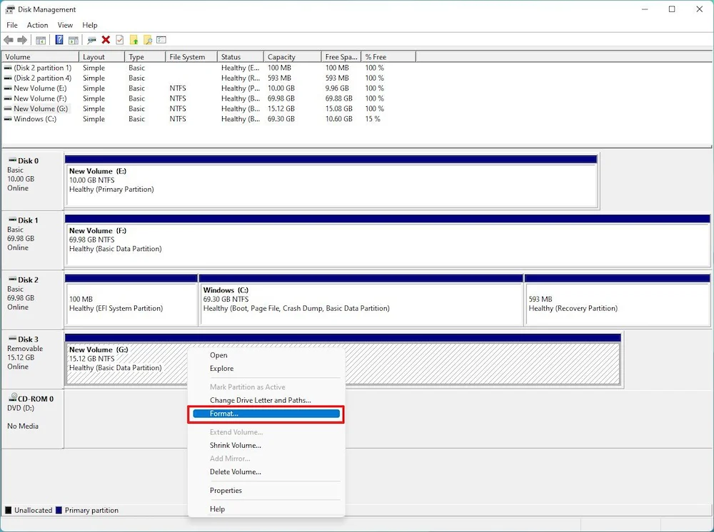 Format Flash Drive Partition on Windows 11