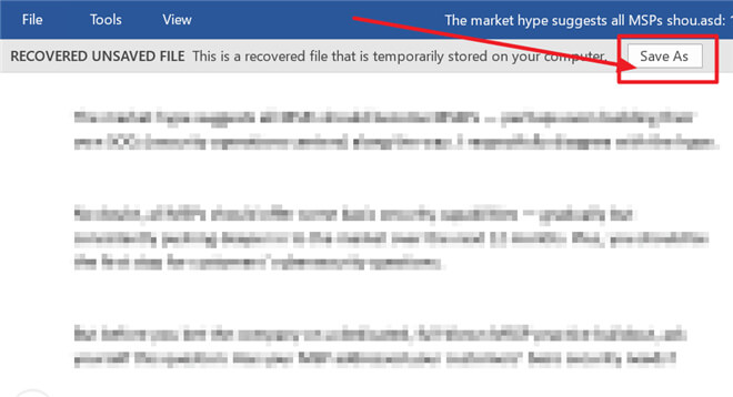 recover deleted or unsaved Word documents