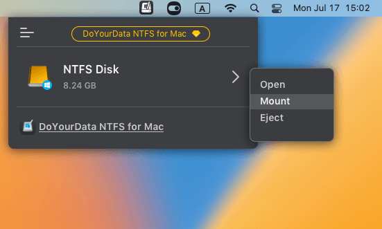 Mount and Unmount NTFS Drive on Mac