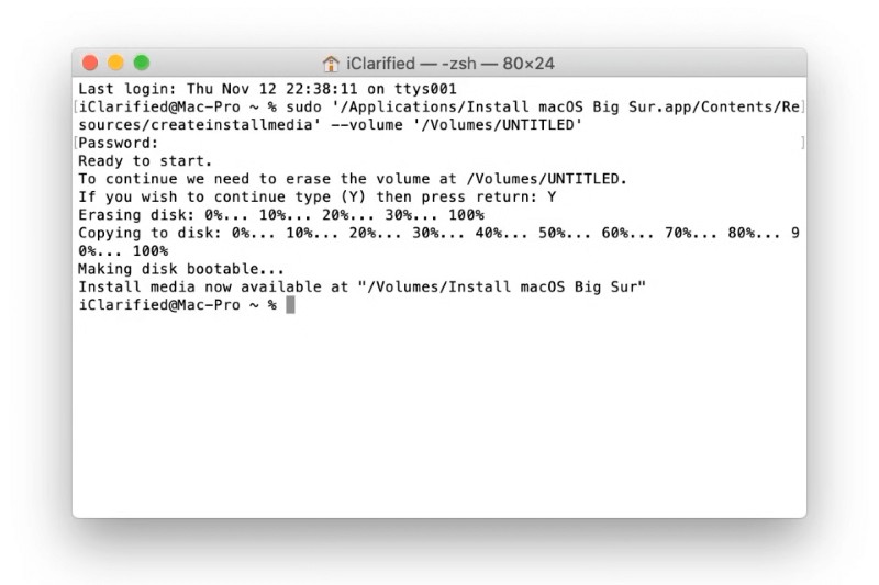 create bootable USB installer for macOS Big Sur