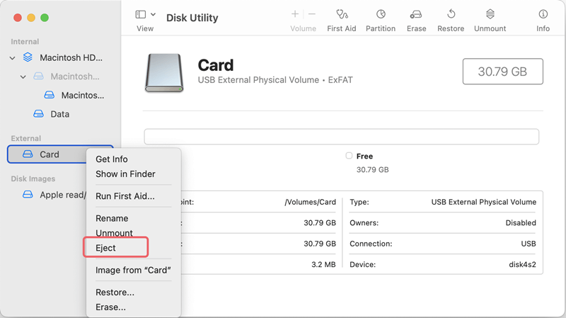 format memory card on Mac