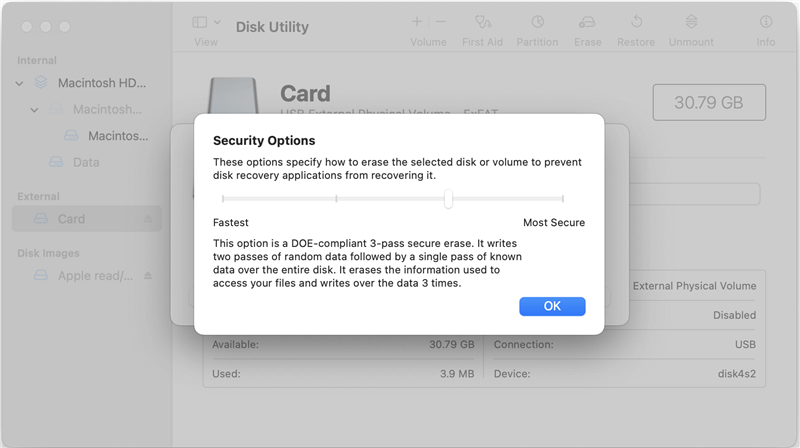 format memory card on macOS Big Sur