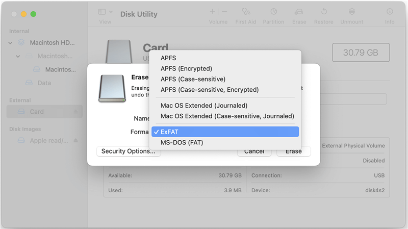 format MMC card on Mac