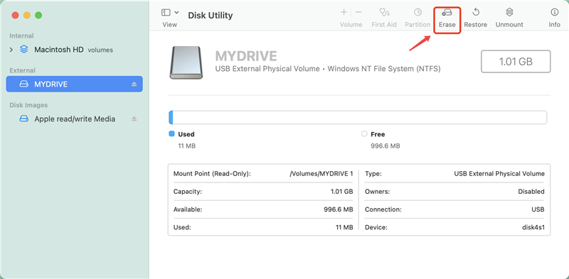 erase Samsung Portable SSD on Mac