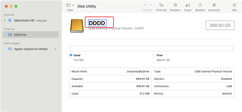 rename hard drive on Mac