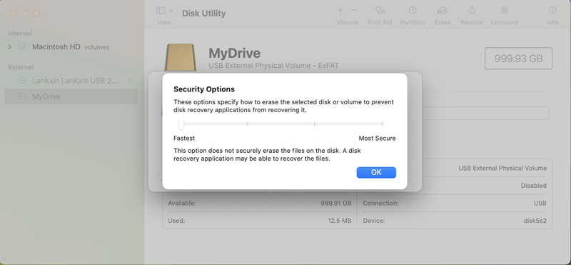 Permanently Erase Data from USB Stick on Mac