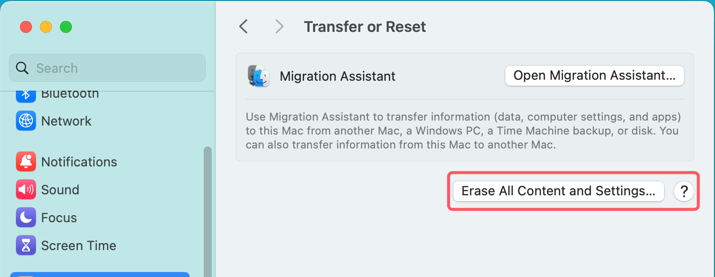 Erase All Contents and Settings on Mac