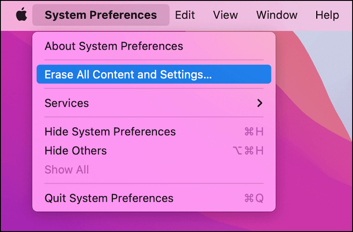 erase data on macOS Monterey