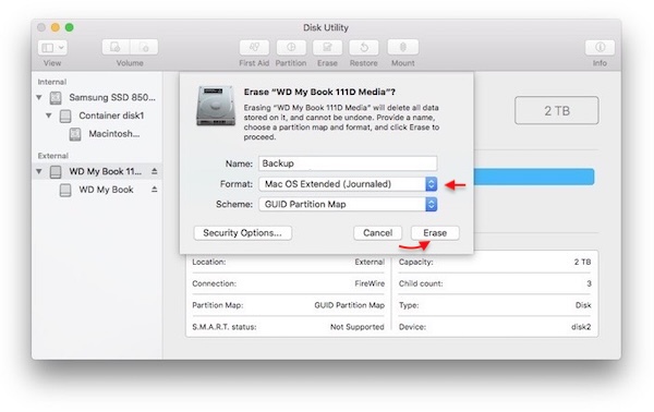 format external hard drive and USB drive under macOS 10.12 Sierra