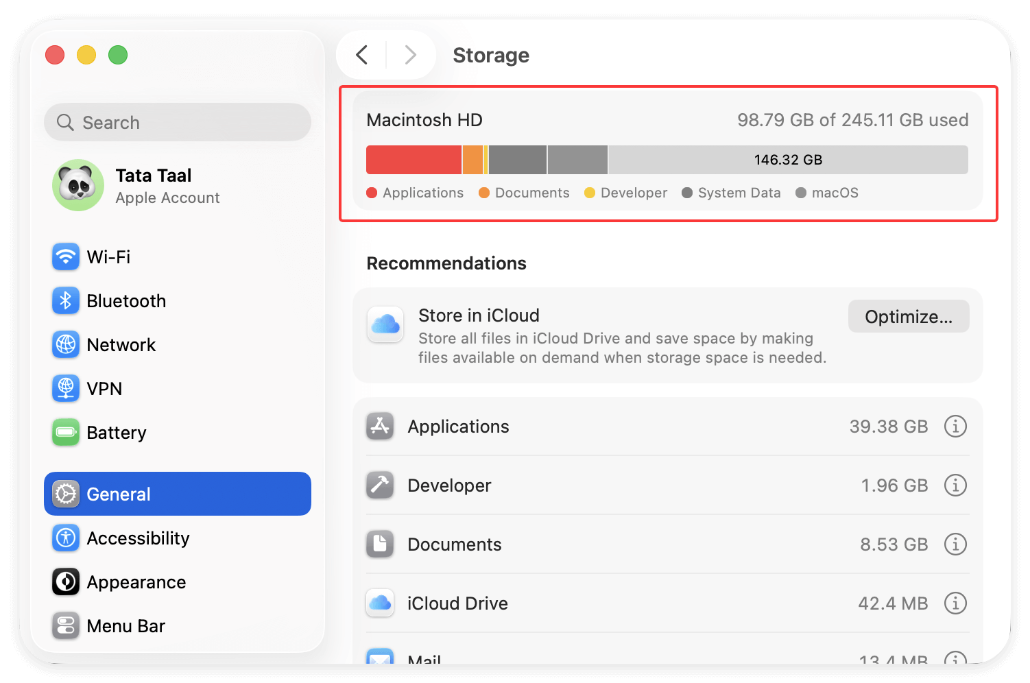 check storage space after macOS Tahoe update