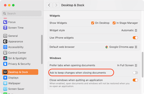 autosave setting on Mac
