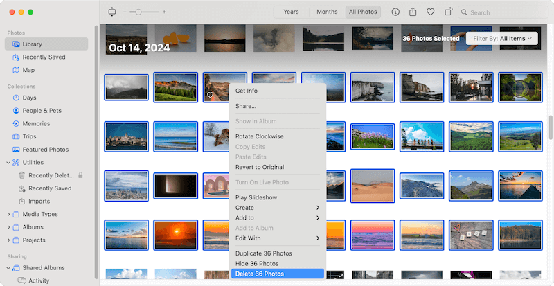permanently delete photos from iPhoto on Mac