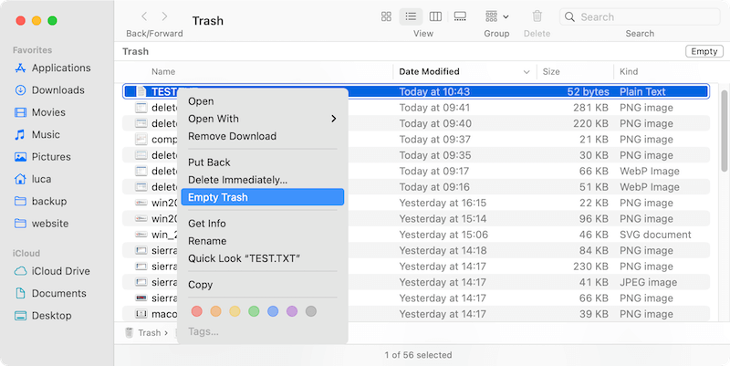 recover deleted text file and notes from Mac
