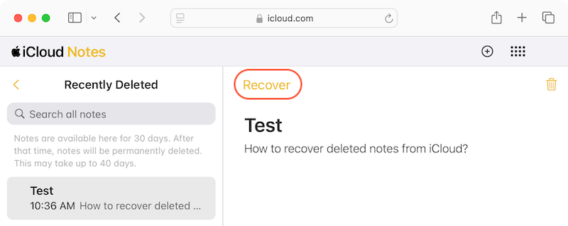 recover deleted text file and notes from Mac