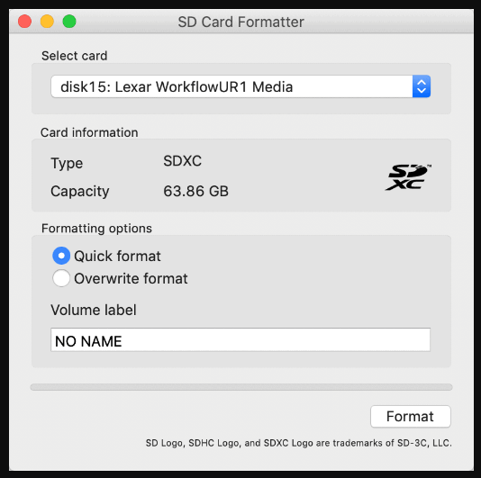 SD card formatter for Mac